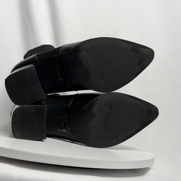 Blondo Ikler Waterproof Women’s Black Leather Mid-Calf Pull On Knit Booties 7.5M - Picture 6 of 8